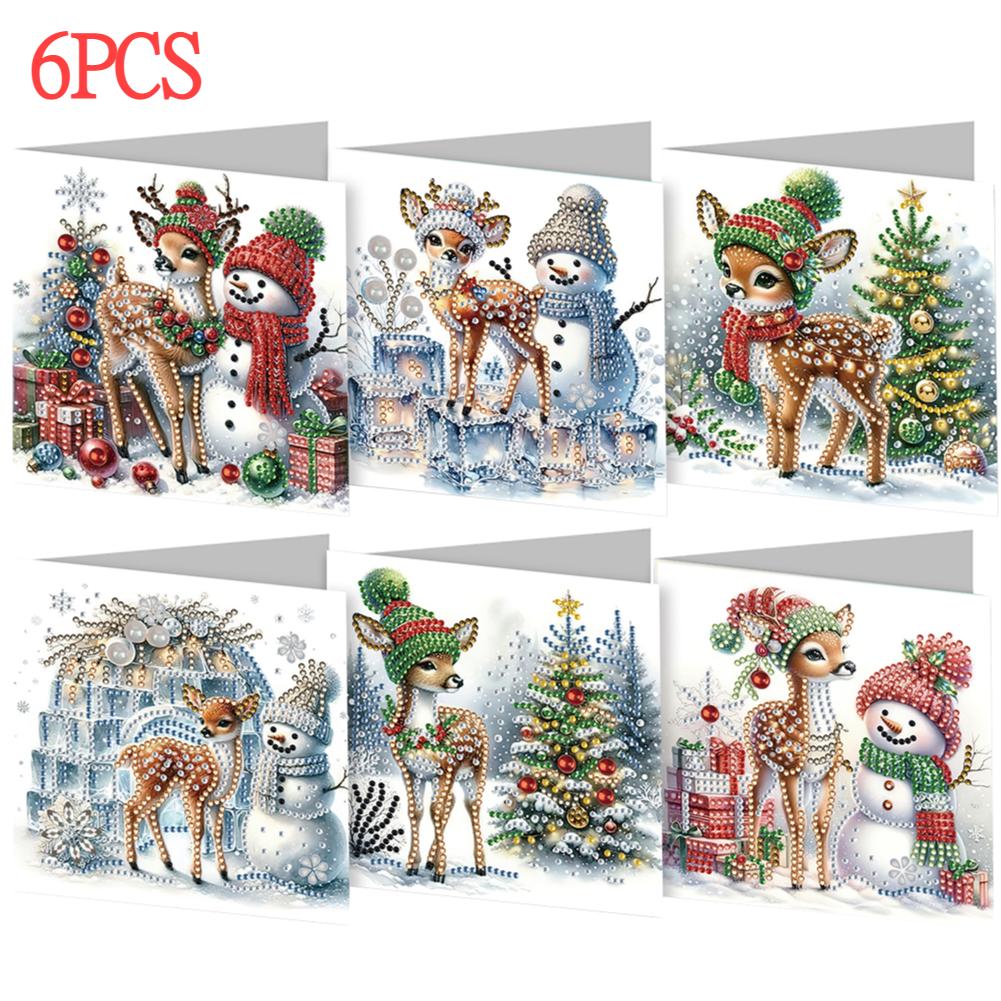 1-12Pc Christmas Diamond Handmade Card Diamond Painting Card Diamond Diamond Painting Cross Stitch Card for Christmas Gifts