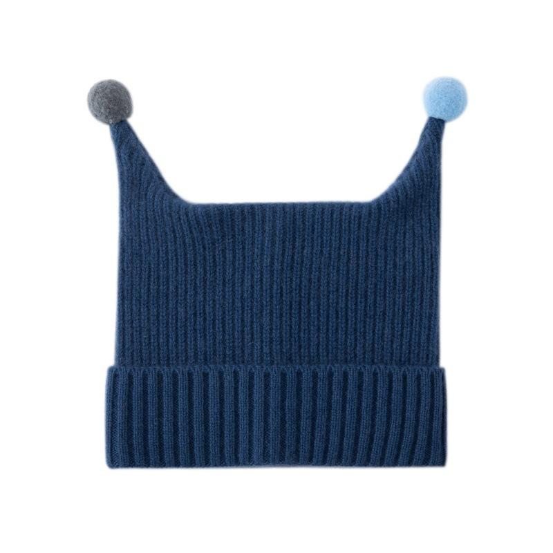 

Autumn and winter new 100% pure cashmere baby wool hat knitted hat warm Christmas red One size темно-синий