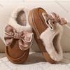 Fashion Comemore Bow Women Winter Toe Wrap Warm Solid Cotton Slippers Thick Soft Sole Slides Femmer Indoor Floor Flat Home Slipper Shoes