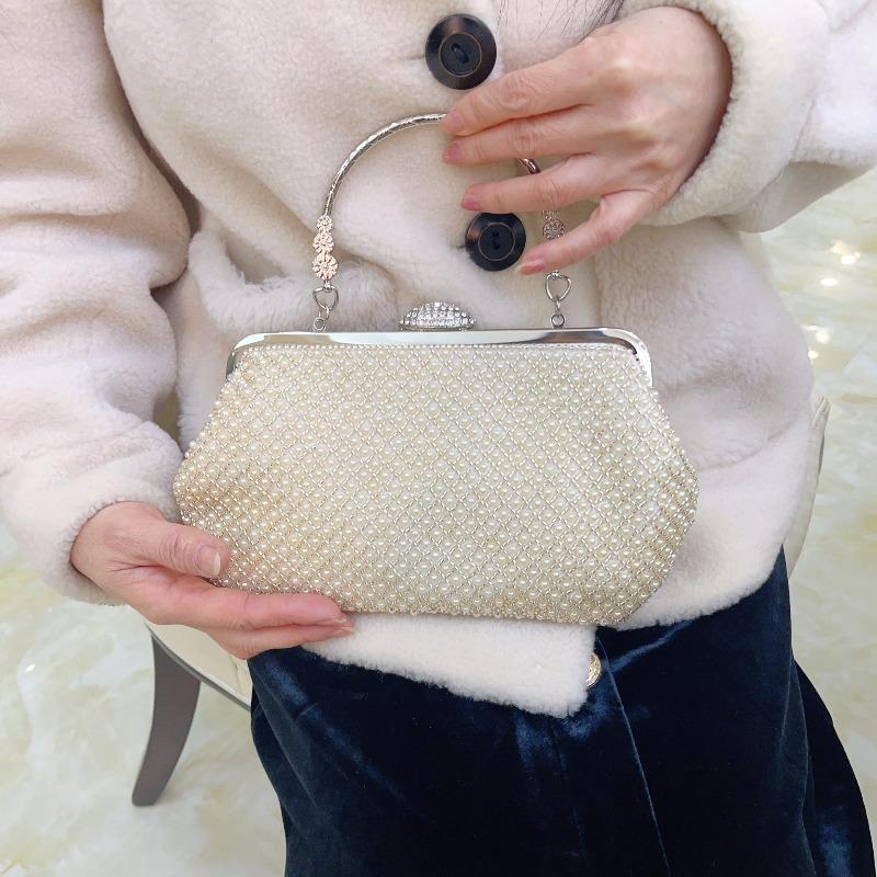New pearl dinner bag beaded handbag with Hanfu clutch bag, dress evening bag, premium simple women's bag