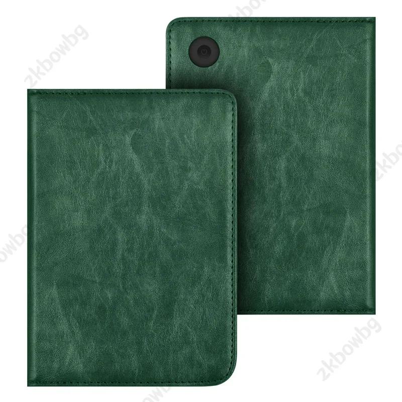 PU Leer Hoesje Voor Kobo Clara Colour BW 2E N367 N365 N506 Tolino Shine 4 6'' Hoesje met Handriem E-reader Smart Cover groen