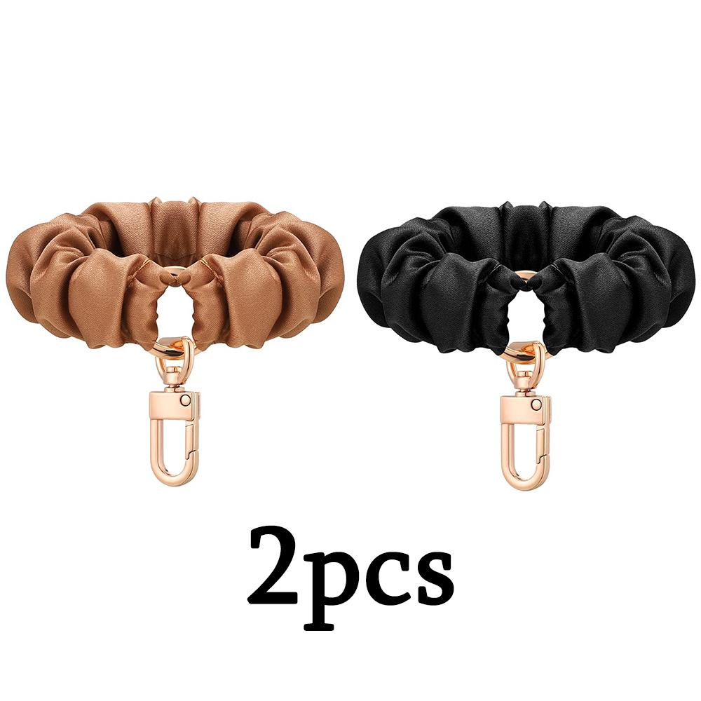 2pcs Scrunchie Keychain Wristlet Bracelet Stretchy Keyring Wrist Holder Badge Spring Keychain Bracelets Stretchy Key Chain Bracelet Wrist Band