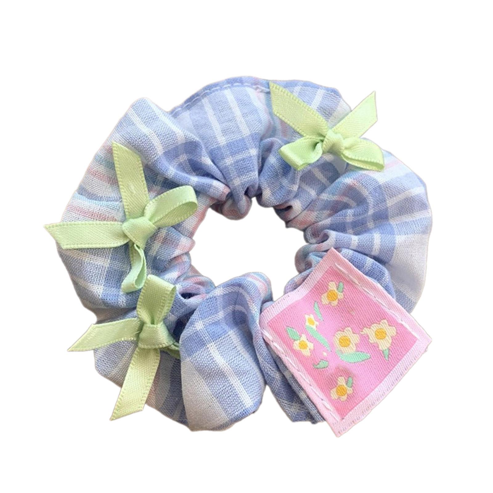 

Французский стиль эластичные резинки для волос для девочек решетчатый узор веревка для волос с бантами наклейками пружинная веревка для волос для девочек синий