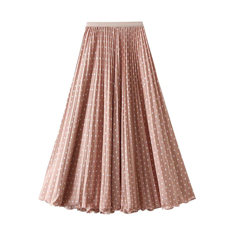 Elegant Polka Dot A-Line Pleated Skirt for Women - 2026 New Style, Casual & Slimming