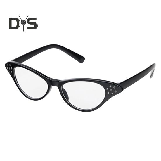 Unisex Glasses Retro Kitty Eye Frame Transparent Lens Clear View Strong Hinge Halloween Cosplay Glasses Parties Clubs Eyewear