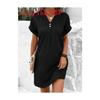 Womens V Neck Striped Polyester Casual Dress With Buttons For Office Wear