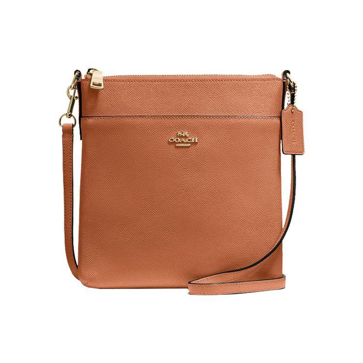 Coach Kitt 20 Solid Color Cross Grain Leather Zip Top Closure Shoulder Bag Small Women bags Orange Candy-Color 41320-B4NL4 Basic Set (Bag+Dust Bag)