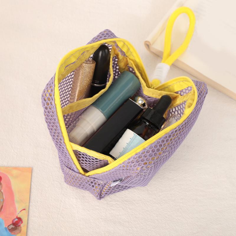 1PC Multicolored Durable Mesh Carried or Hung Grid Storage Bag Convenient Travel Saving Space Orderly Manner