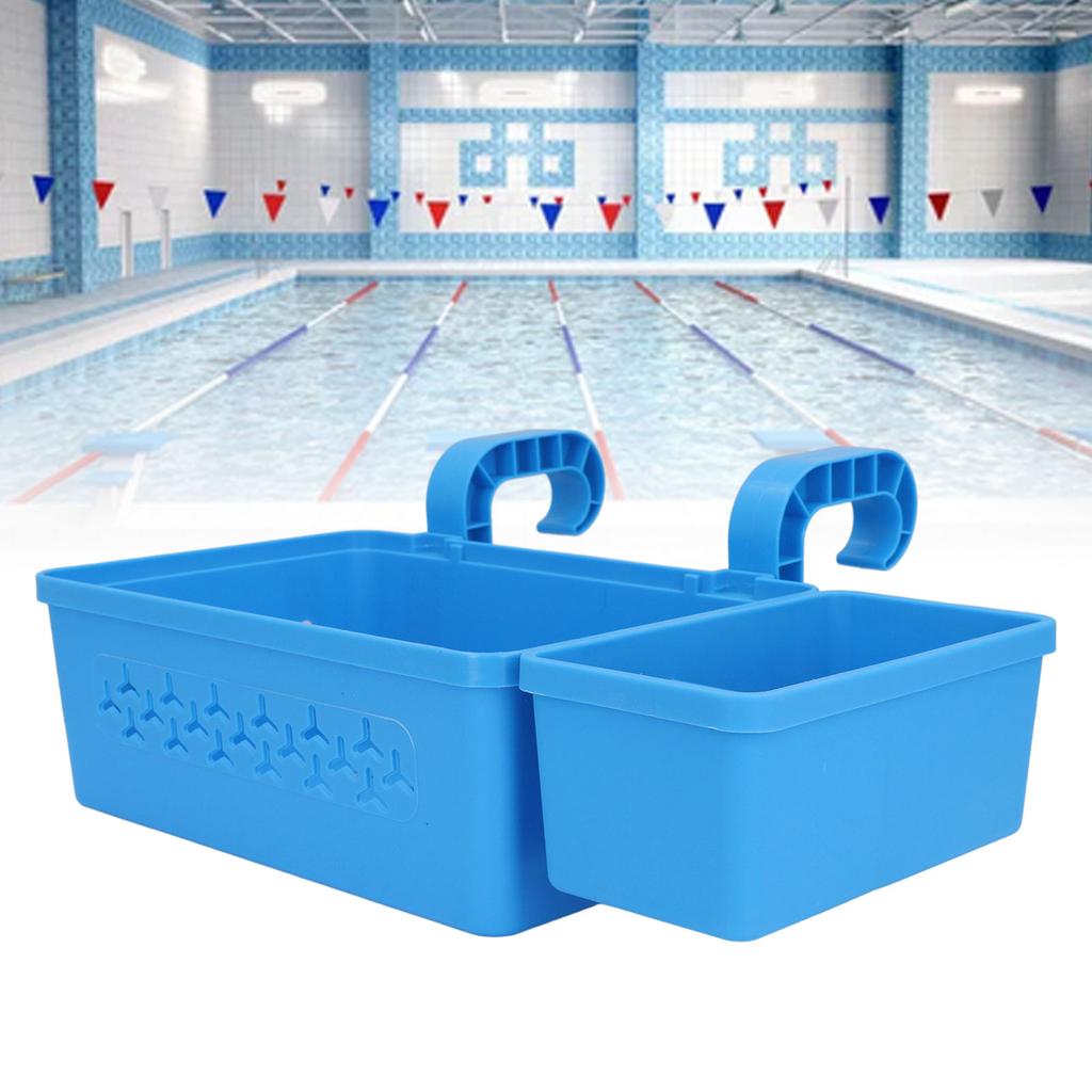 Poolside Storage Basket Thickened Swimming Pool Hanging Basket with Cup Holder for 2.3in Or Less Top Rail for Drinks Towels