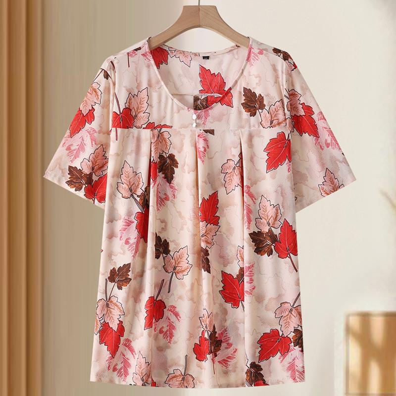 Plus Size 4XL-8XL Elegant Blouses for Women Tops Casual Loose Short Sleeve Female Shirt Summer Vintage Clothes