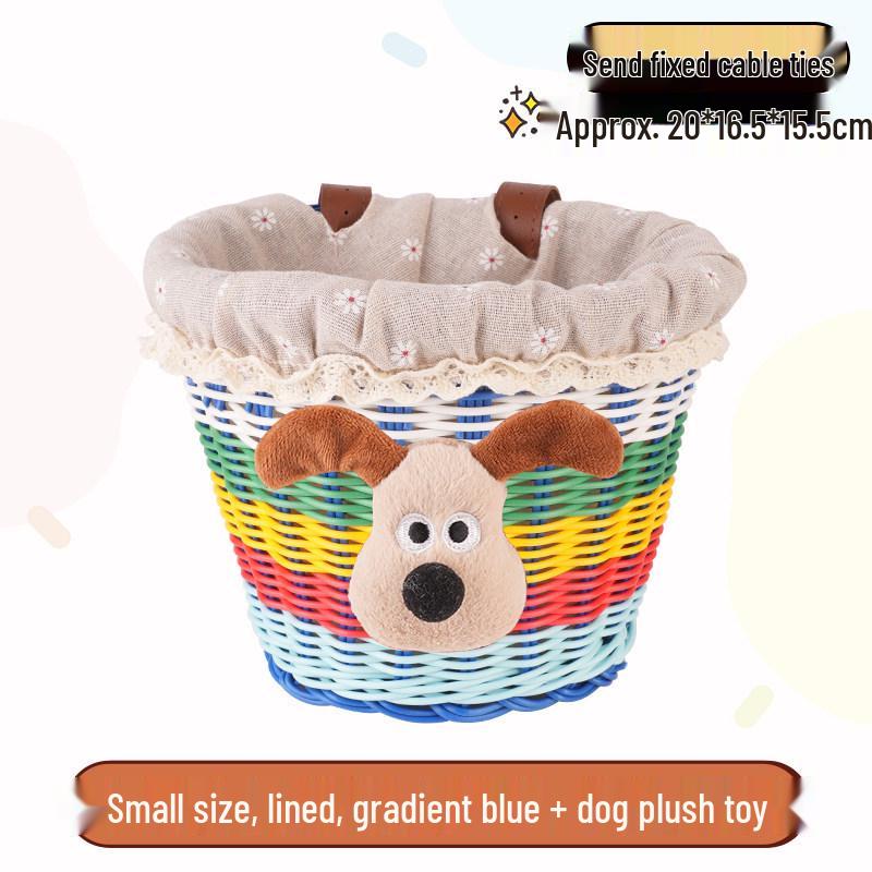 Retro Woven Front Basket for Children's Bicycles, Scooters, or Doll Strollers