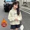 Girls Fleece Lined Hoodie Thick Warm Korean Casual Sweatshirt For Big Kids Autumn Winter