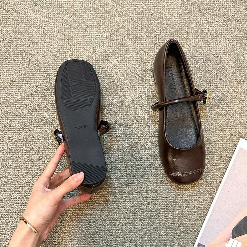 

Французские ретро туфли Мэри Джейн с квадратным носком и юбкой, маленькие кожаные туфли, женская обувь, красные, вечерний бриз, нежные одинарные туфли 40 коричневый