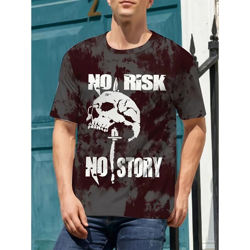 Herren T-Shirt Neuheit Totenkopf 3D Druck Kurzarm T-Shirt Tops Punk Stil Rundhals T-Shirt Sommer Outdoor Übergroße Kleidung