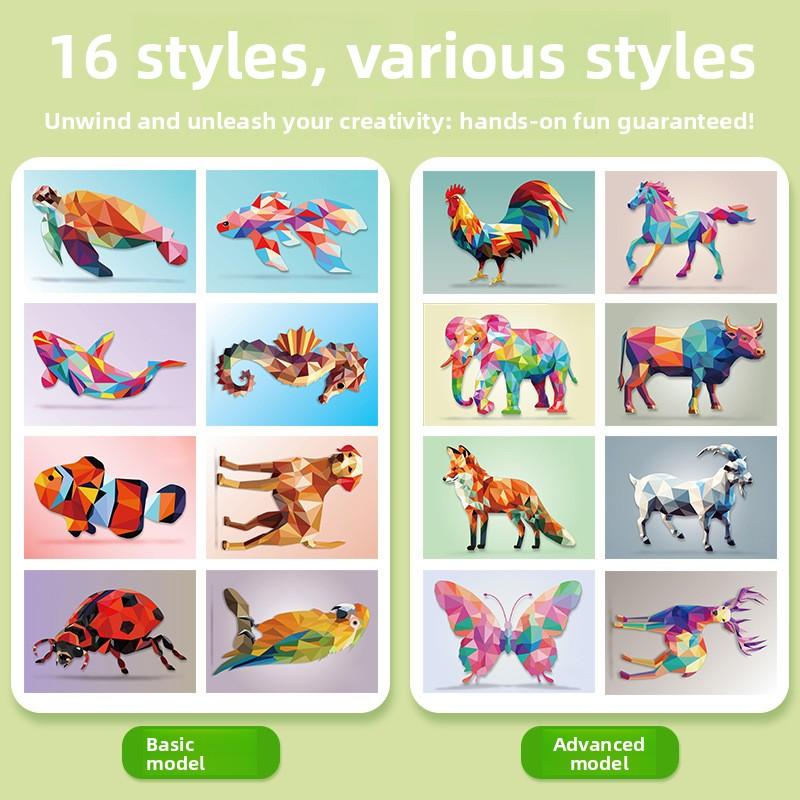 Non-Toxic 3D Animal Jigsaw Puzzle Stickers Diy Handmade Creative Collage Art Set With Self-Adhesive Paper Back To School Gifts Educational