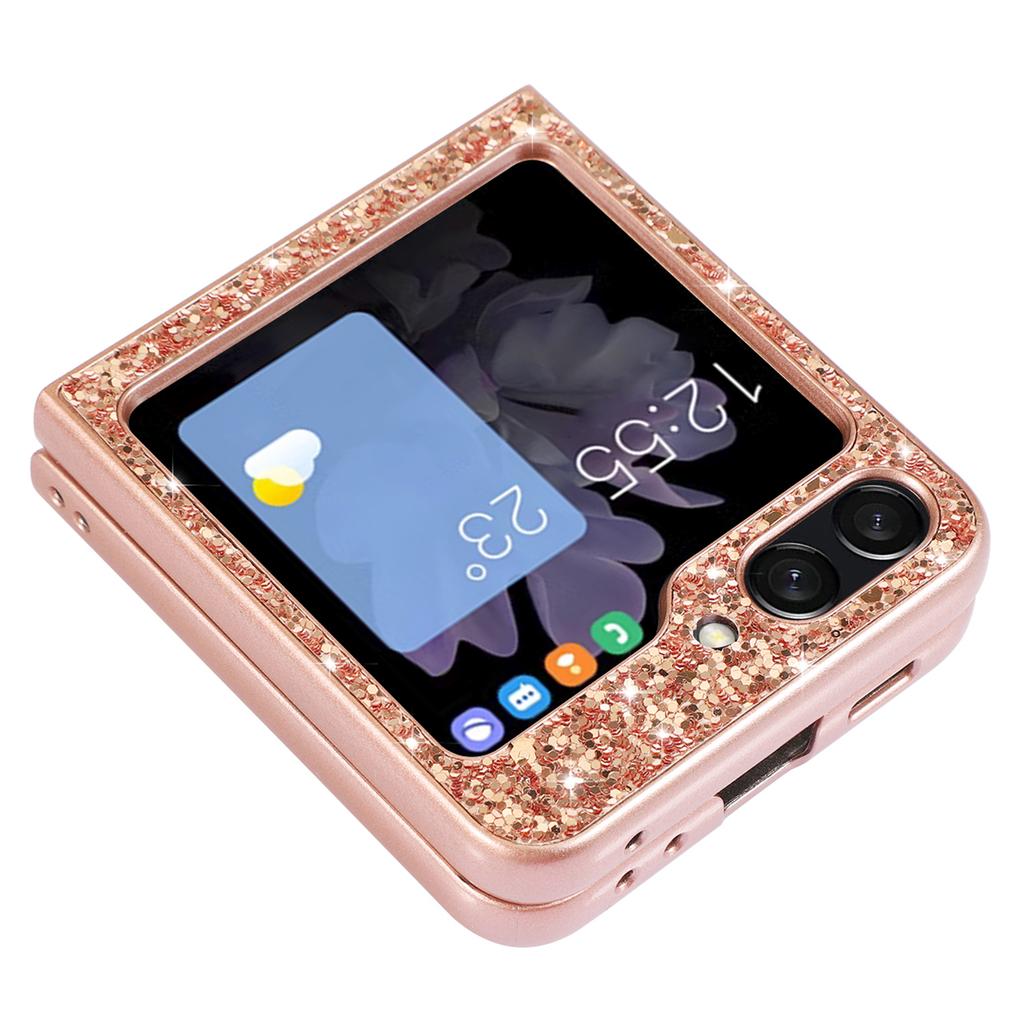 For Samsung Galaxy Z Flip6 5G Case Electroplating TPU Frame PC Back Glitter Phone Cover