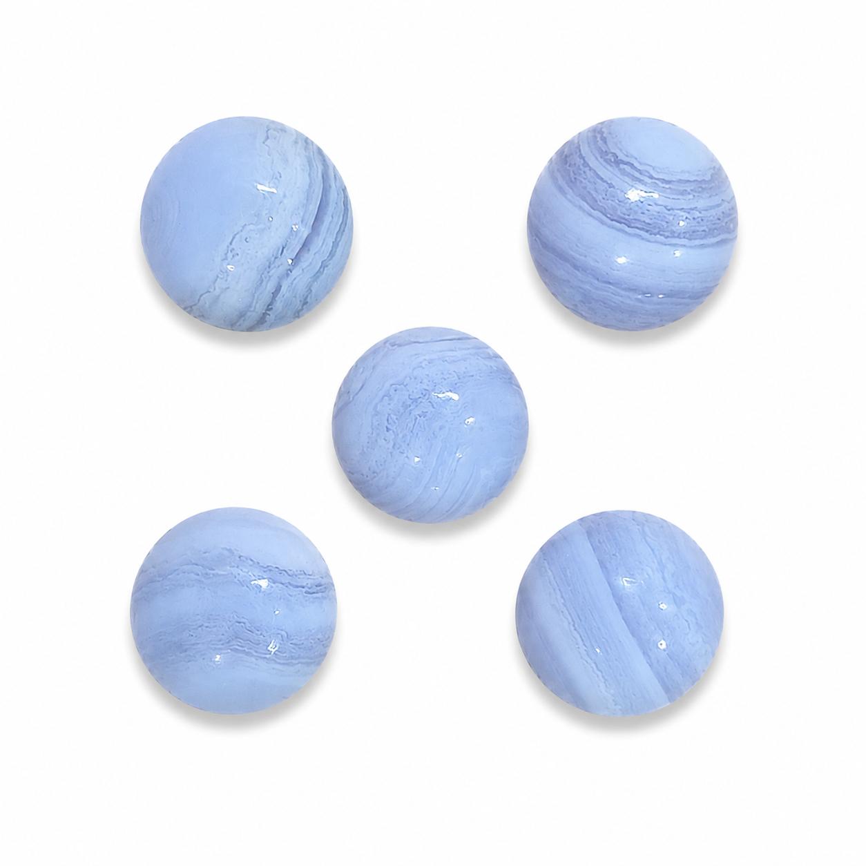 Natural Blue Lace Agate Cabochon 12mm, Round Blue Lace Agate Gemstone, AAA Loose Cabochon for Jewelry Making, Soft Blue Banded Stone 12mm (1 Piece)