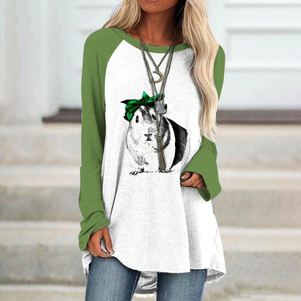 Anime Cat Printed Women's T-Shirts Vintage Style Sweater Cotton O-Neck Y2k Long Sleeve Ladies Clothing Oversized Street Pullover