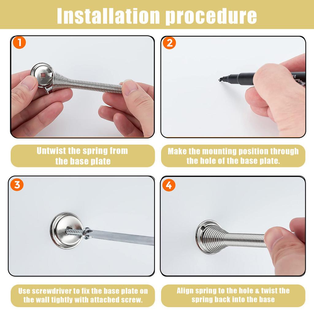 12 Pack Spring Door Stops Brushed Satin Nickel Flexible Spring Door Stopper Door Holder Wall Protections Hardware