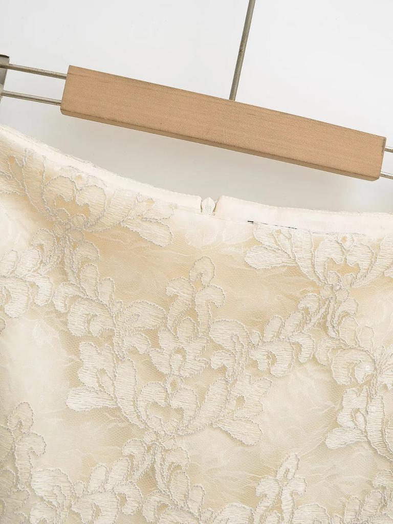 Elegant Summer Retro Jacquard Lace High-Waist Skirt for Women
