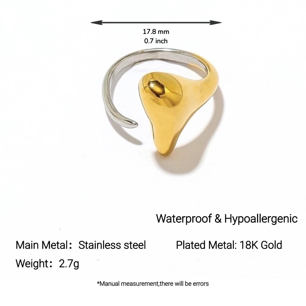 Yingtai Round Geometric Stainless Steel Titanium Ring, 18k Gold-Plated - Trendy Niche Women's Jewelry