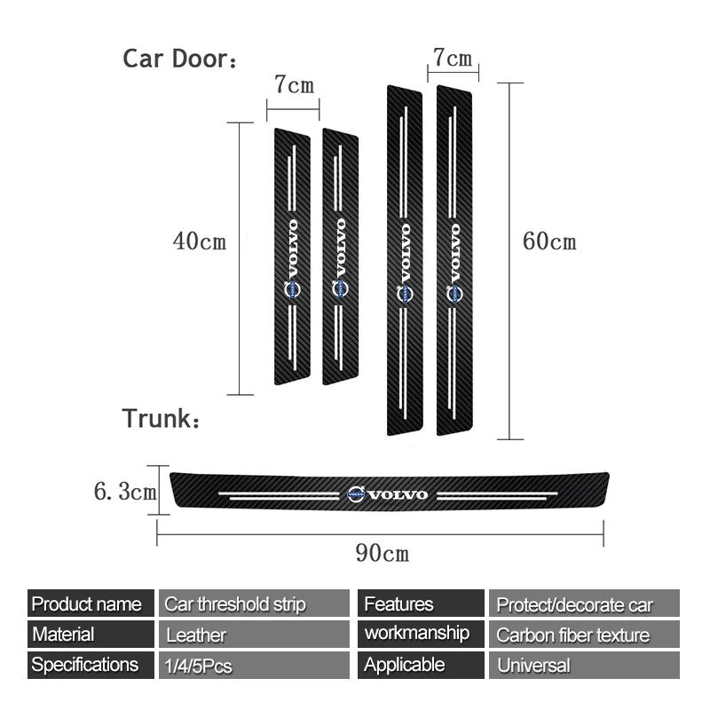 5 Stück Auto Logo Einstiegsaufkleber Türschwellenschutz Kratzfest Für Volvo XC90 V90 V60 XC60 V40 S80 S60 S90 C40 XC40 V70 XC70