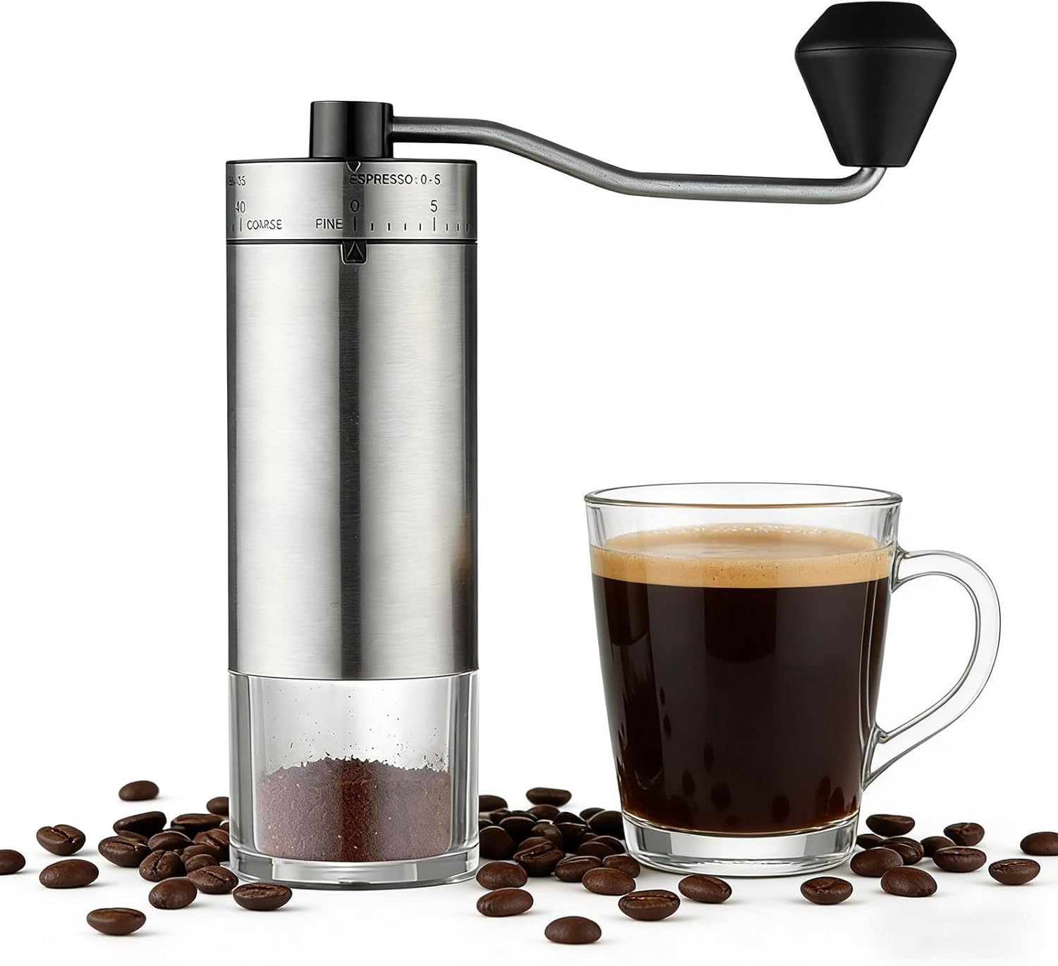 

Grinder Conical Burr with 40 Adjustable Settings, Portable Stainless Steel Hand Coffee Bean Mill for Espresso Pour United States