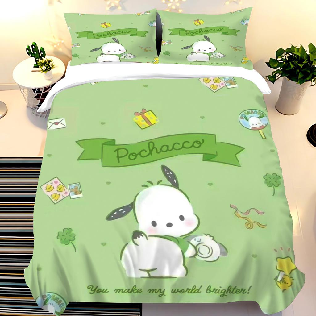 Pochacco Sanrio Quilt Cover Cartoon Puppy Anime Duvet Printed Comforter 100% Polyester Bedding Twin Size Children Gift