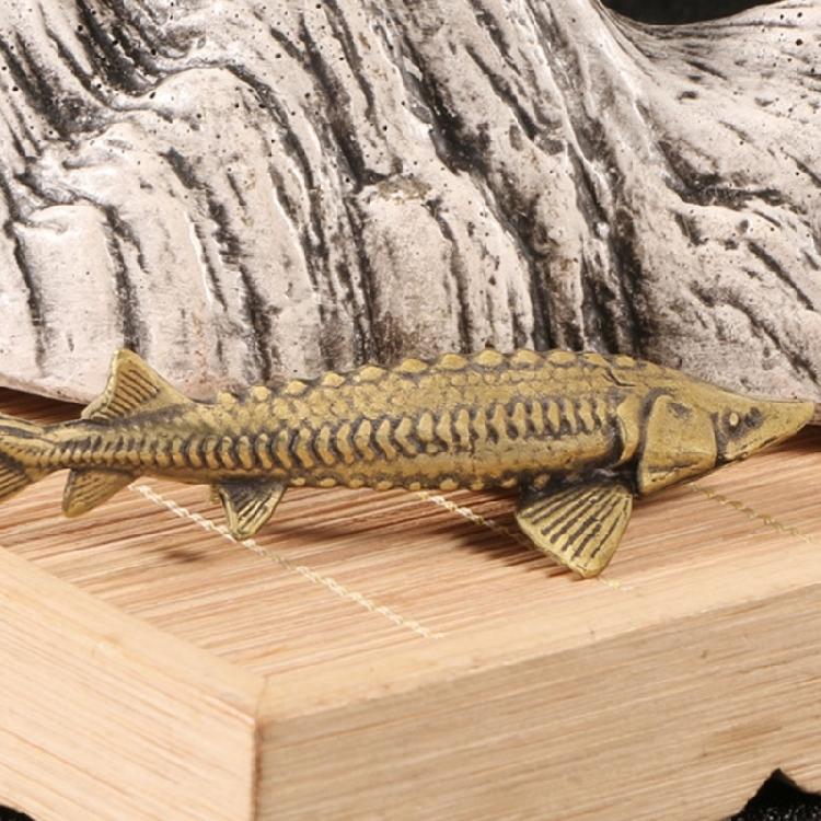 Metal Sturgeon Fish Miniature Figurine Antique Animal Sculpture Decorative Art Piece Ornament for Shelf Desk Gifting