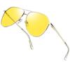 Joopin Sunglasses Aviator UV Protection Driving Golf Fishing Gloss Gold Yellow Women's Men's