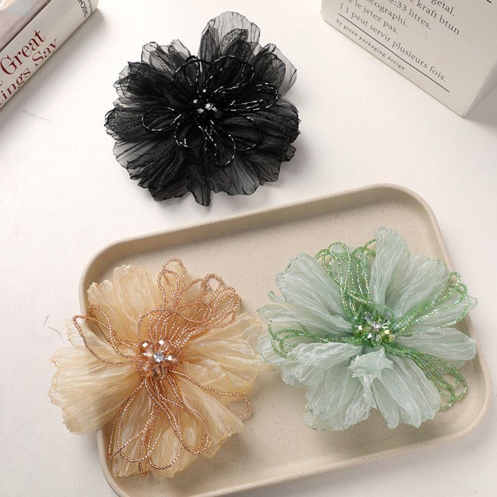 Organza Fabric Flower Patch Beaded Flower Flower Applique Clothing Decoration