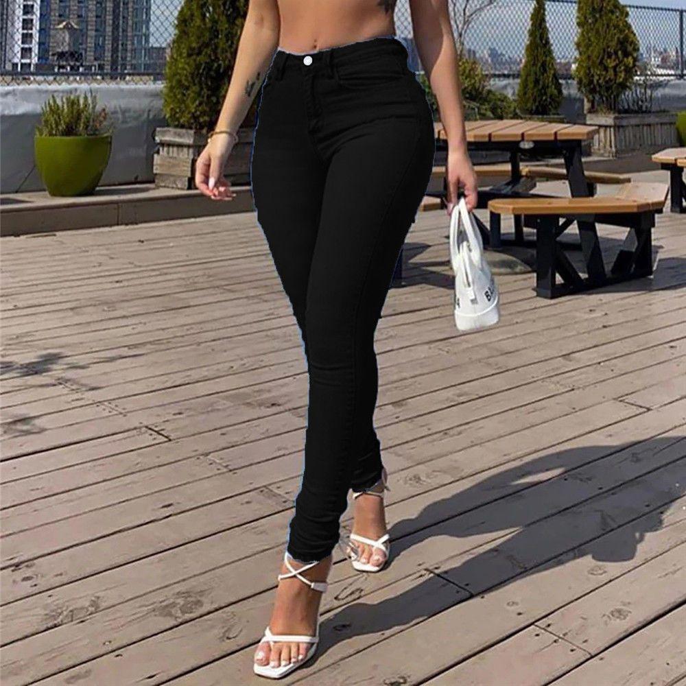 Women's European & American Style Peach Hip Skinny Jeans - Fashionable Casual Pencil Pants