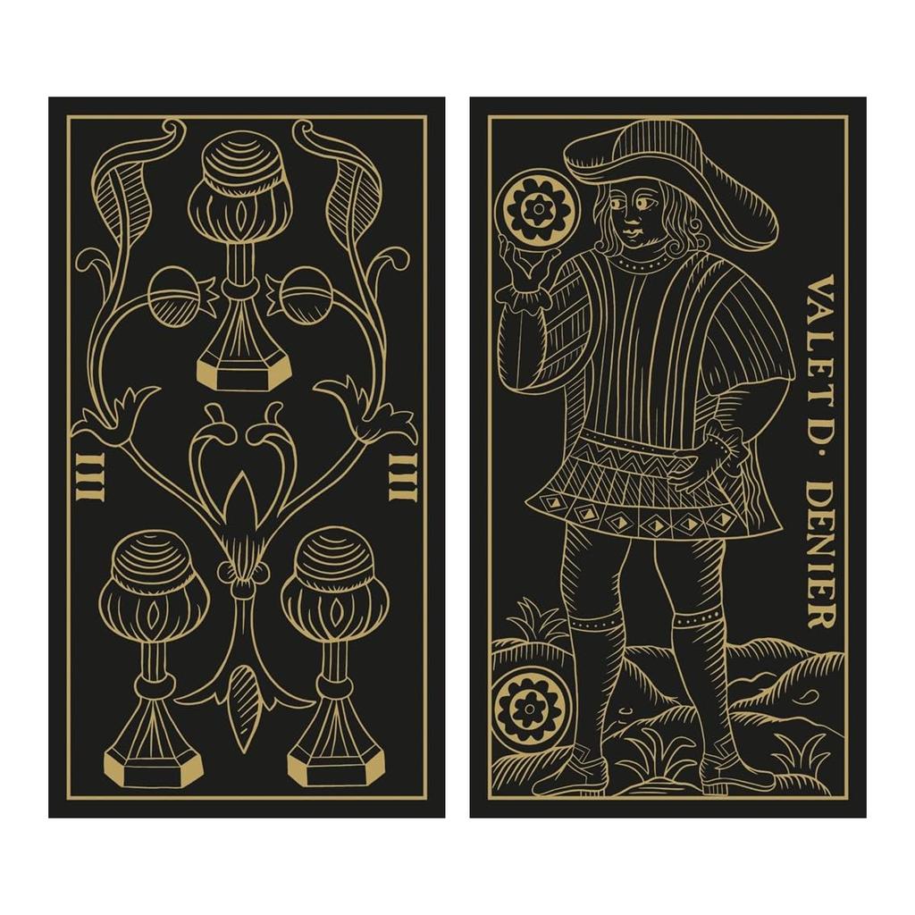 Kancharo Tarot Card Set of Marseille Gold Black Includes Japanese Tarot Card Instructions Pouch 78-Card [Tarot & Edition] & (Authentic)