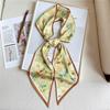 Printed Silk Scarf Korean Version Narrow Scarf Silk Scarf Double-layer Double-sided Scarf Long Scarf Tied Hair Elegant Headscarf Women Tied Bag Summer