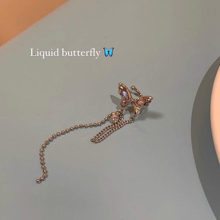 Elegant Elf Ear Cuff with Butterfly Tassels – Non-Piercing, Luxurious Design for Women