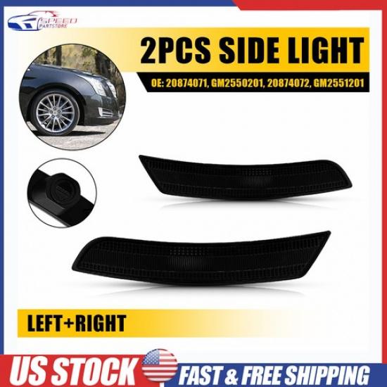 

Front L&R Bumper Side Marker Light Housing Smoked Lens For 2013-17 Cadillac XTS