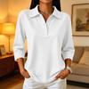 Damen Freizeit-Bluse mit Knopfleiste, 3/4-Ärmeln und Kragen für den Alltag