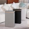 Bamboo Handles Slim Laundry Hamper with Lid Foldable Clothes Basket Bin Storage Bins  Bathroom