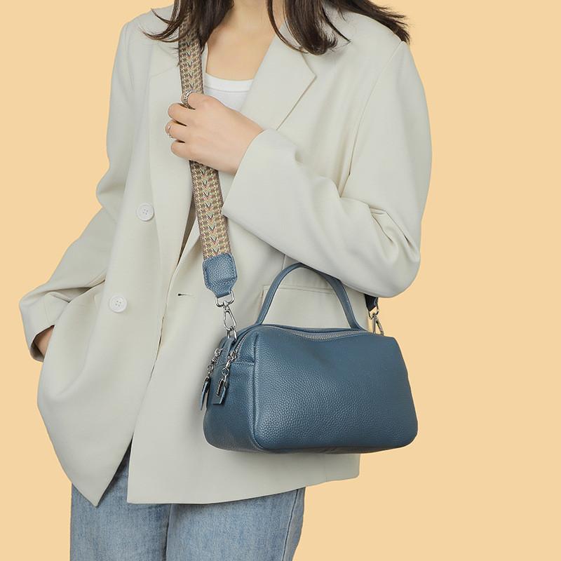 IELGY Cowhide One-Shoulder Messenger Pillow Bag Japanese Korean Version Fashion All-Match