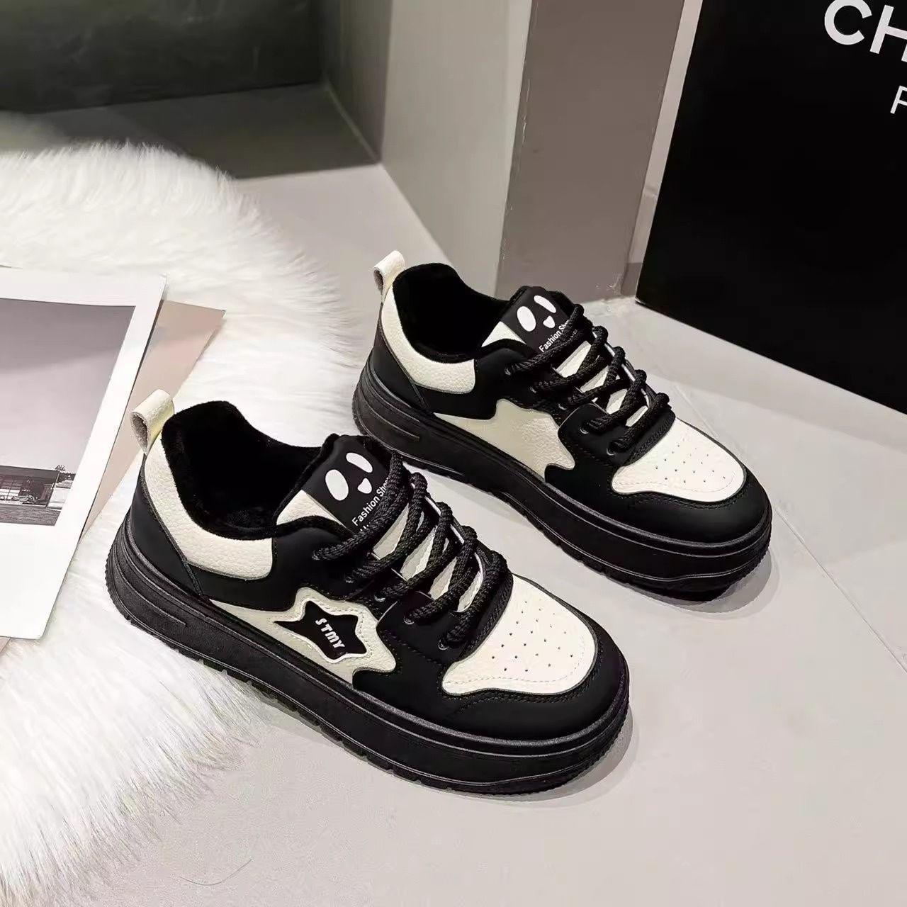 

Medium heel cotton women s shoes leather versatile color matching sports shoes fleece thickened commuter board shoes 40