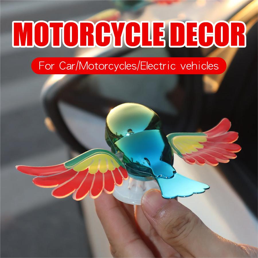 Motorcycle Rearview Mirror Decoration Cool Fun Wind Power Flying Bird Ornaments Car Driving Accessories Simulation Wings Flutter