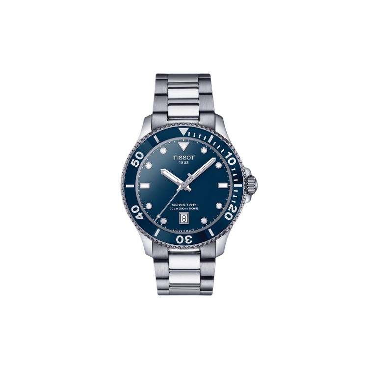 Tissot Men's Blue Seastar Series Quartz Movet 300 Meters Water Resistant Watch Watches Steel T120.410.11.041.00