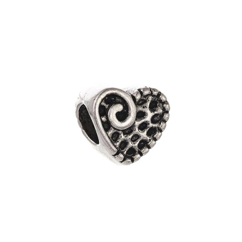 Diy Handmade Ancient Silver Tibetan Silver Jewelry Accessories, Multi-Style Pentagram Love Hole Beads, Bracelet, Alloy Bead Spacer Beads