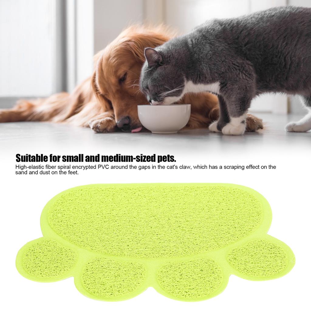 PVC Cat Dog Litter Mat Waterproof AntiSlip   Shape Feeding Bowl Placemat Pet Supplies(  Blue   Shape)