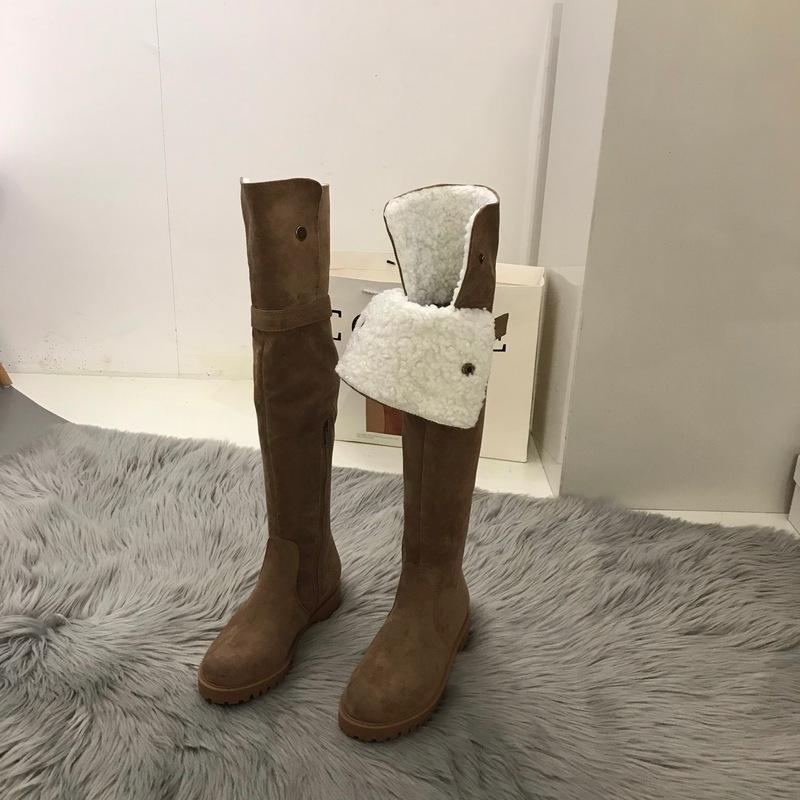 Women's Over-the-Knee High-Tube Cotton Boots with Fleece Lining and Thick Soles for Autumn and Winter
