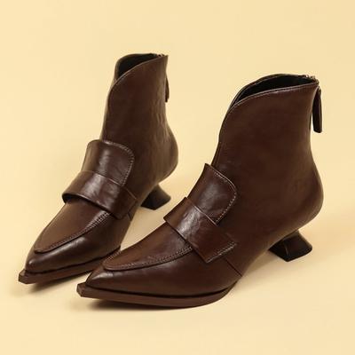 Fashion Fashion Booties Autumn New Pointed Toe Rear Zipper Anti-Slip Wear-Resistant Alien Follower Boots