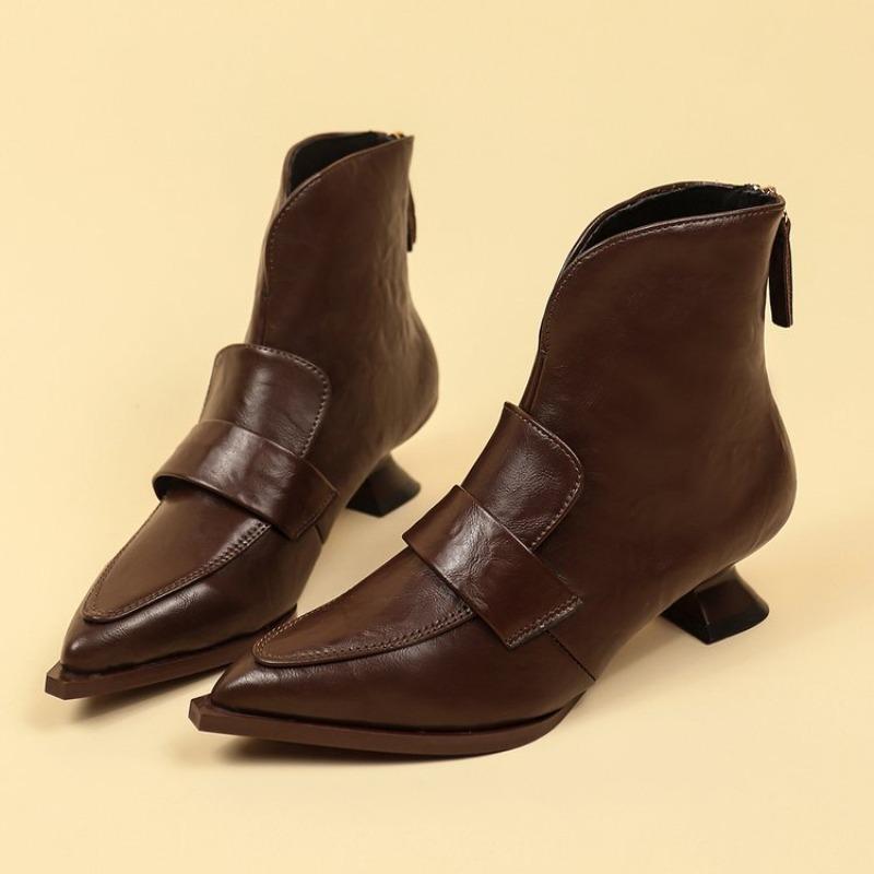 Fashion Fashion Booties Autumn New Pointed Toe Rear Zipper Anti-Slip Wear-Resistant Alien Follower Boots