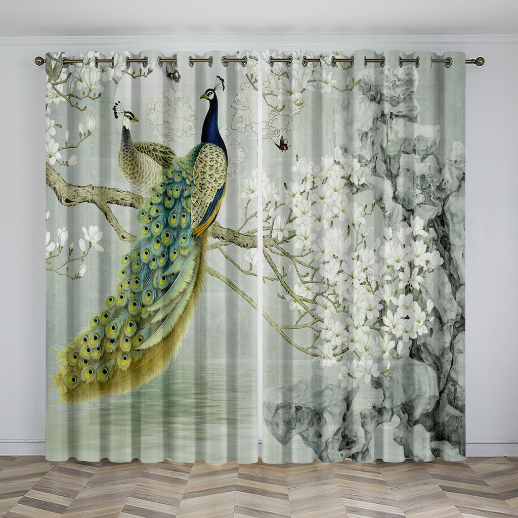 Luksusowy wystrój domu 3D Zwierzę Paw Niebieski Pióro Zasłony 2 Panele Salon Sypialnia Gabinet Dekoracja Pokoju Dziecięcego