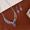 European-American Zircon Luxury Necklace & Earring Set - Elegant Wheat Ear Design