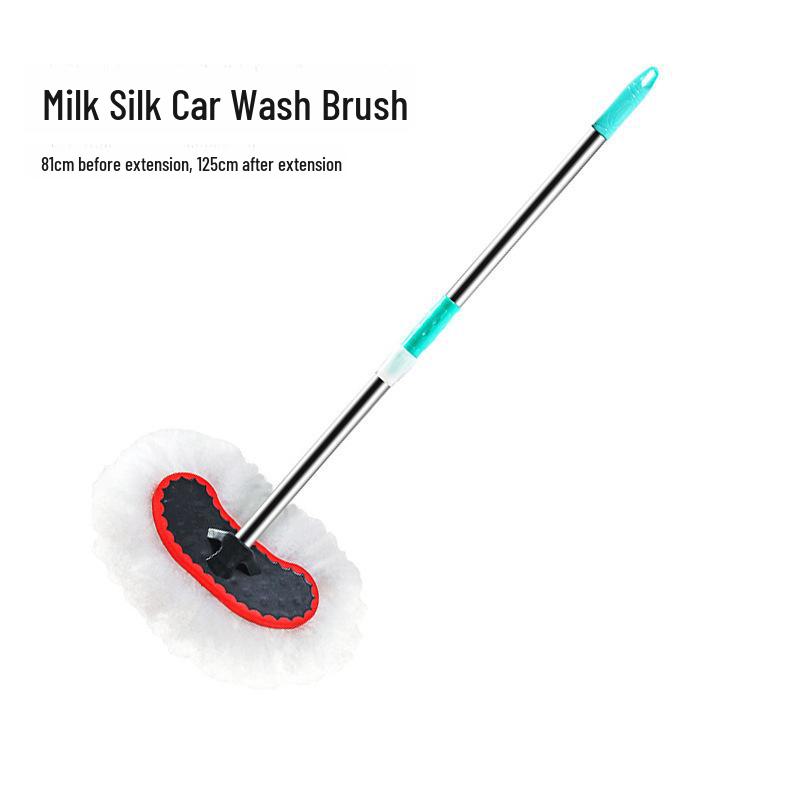 Retractable Curved Rod Car Wash Brush with Soft Bristles - Safe for Car Cleaning